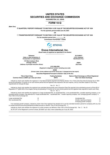 Thumbnail Enova International
 10-Q Quarterly Report FY 