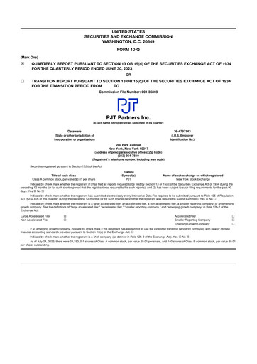 Thumbnail PJT Partners
 10-Q Quarterly Report FY2023 