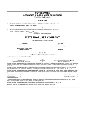 Thumbnail Weyerhaeuser
 10-Q Quarterly Report FY2023 