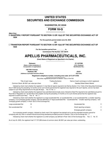 Thumbnail Apellis Pharmaceuticals 10-Q Quarterly Report FY2023 