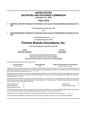 Vorschaubild Fortune Brands Innovations 10-Q Quartalsbericht 2023 