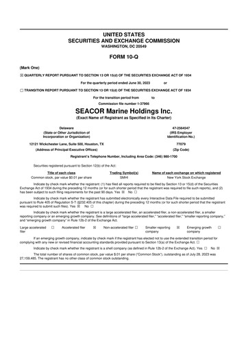 Thumbnail SEACOR Marine 10-Q Quarterly Report FY2023 