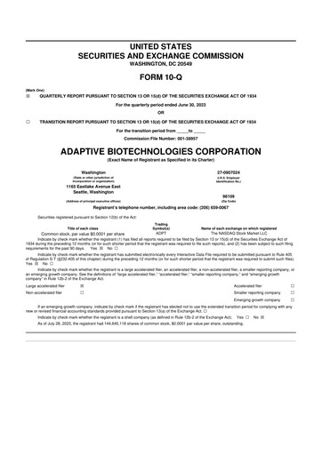 Thumbnail Adaptive Biotechnologies
 10-Q Quarterly Report FY2023 