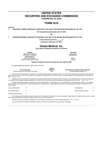 Thumbnail Outset Medical 10-Q Quarterly Report FY2023 