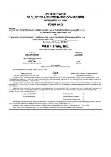 Thumbnail Vital Farms 10-Q Quarterly Report FY2023 