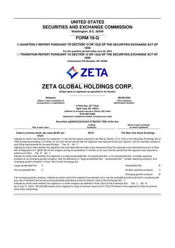 Miniature Zeta Global 10-Q Rapport trimestriel 2023 