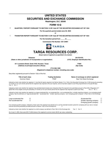 Thumbnail Targa Resources
 10-Q Quarterly Report FY2023 