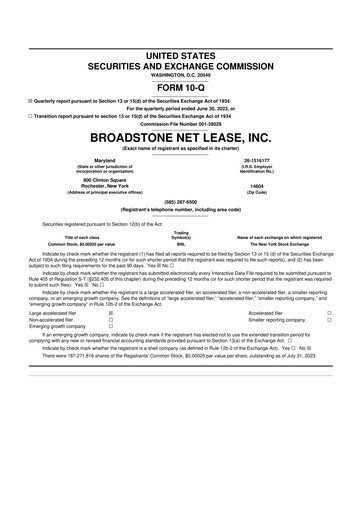 Thumbnail Broadstone Net Lease 10-Q Quarterly Report FY2023 