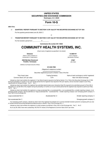 Miniature Community Health Systems
 10-Q Rapport trimestriel 2023 