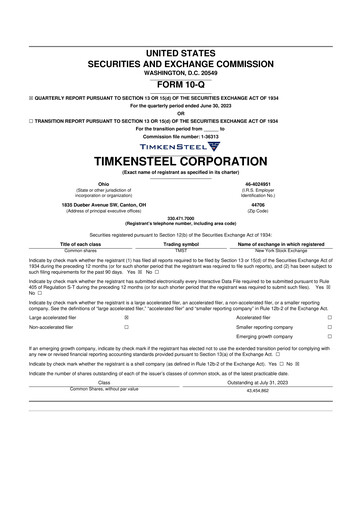 Miniature Metallus 10-Q Rapport trimestriel 2023 