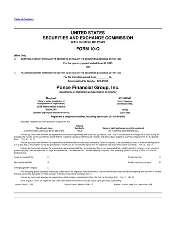 Thumbnail Ponce Financial Group 10-Q Quarterly Report FY2023 