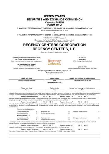 Thumbnail Regency Centers
 10-Q Quarterly Report FY2023 