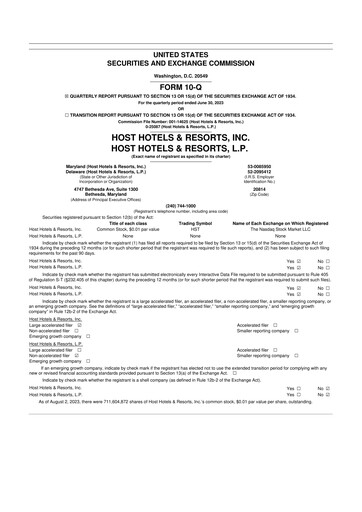 Thumbnail Host Hotels & Resorts
 10-Q Quarterly Report FY2023 