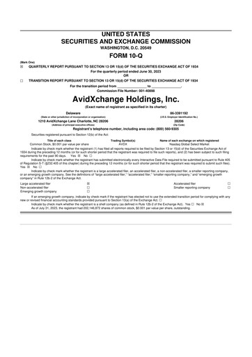 Vorschaubild AvidXchange 10-Q Quartalsbericht 2023 