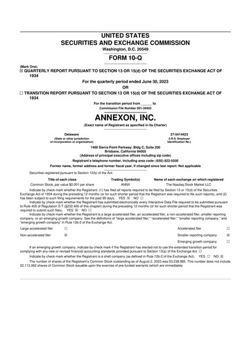 Thumbnail Annexon 10-Q Quarterly Report FY 
