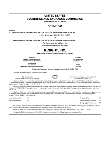 Vorschaubild RxSight 10-Q Quartalsbericht 2023 