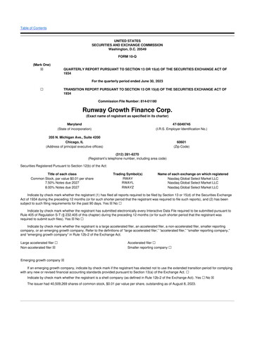 Thumbnail Runway Growth Finance 10-Q Quarterly Report FY2023 