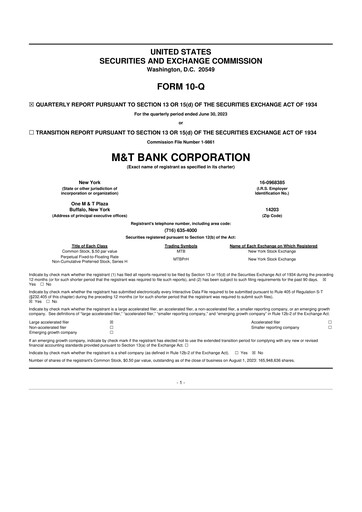 Thumbnail M&T Bank 10-Q Quarterly Report FY2023 