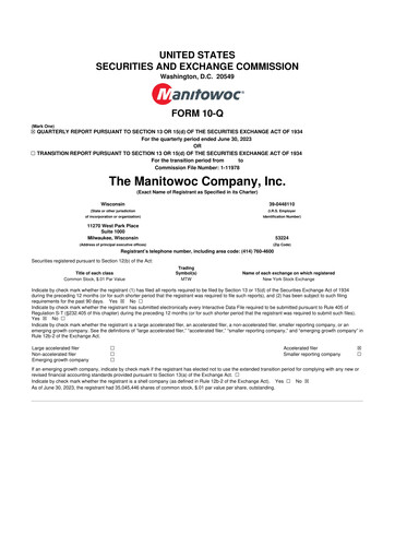 Thumbnail The Manitowoc Company
 10-Q Quarterly Report FY2023 