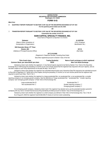 Vorschaubild Bain Capital Specialty Finance
 10-Q Quartalsbericht 2023 