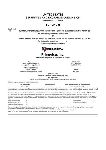 Thumbnail Primerica
 10-Q Quarterly Report FY2023 