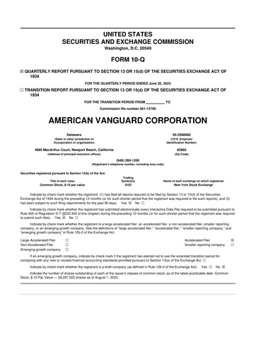 Thumbnail American Vanguard 10-Q Quarterly Report FY 