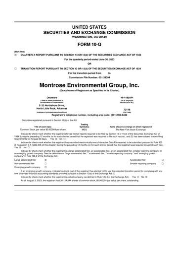 Thumbnail Montrose Environmental 10-Q Quarterly Report FY2023 