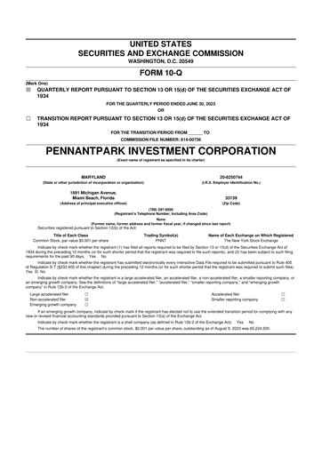 Thumbnail PennantPark Investment 10-Q Quarterly Report FY2023 