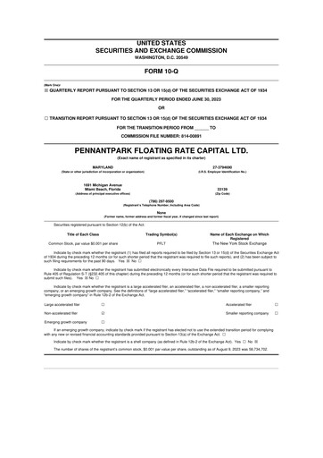 Thumbnail PennantPark Floating Rate Capital Ltd.
 10-Q Quarterly Report FY2023 
