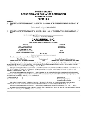 Thumbnail CarGurus 10-Q Quarterly Report FY 