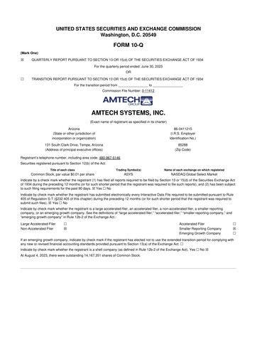 Vorschaubild Amtech Systems 10-Q Quartalsbericht 2023 