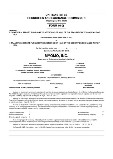 Thumbnail Myomo 10-Q Quarterly Report FY2023 