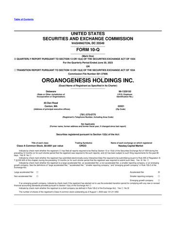 Miniature Organogenesis 10-Q Rapport trimestriel 2023 