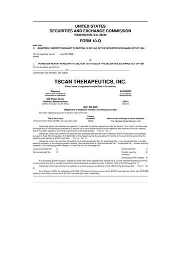 Thumbnail TScan Therapeutics 10-Q Quarterly Report FY2023 