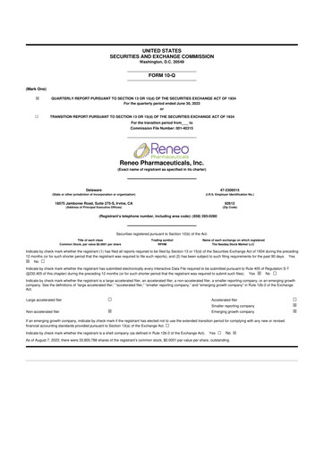Thumbnail OnKure Therapeutics 10-Q Quarterly Report FY 