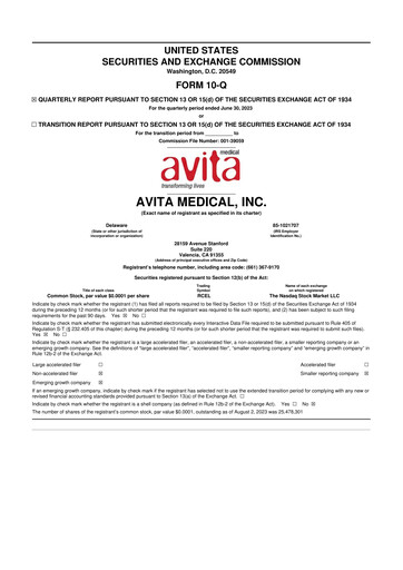 Vorschaubild AVITA Medical
 10-Q Quartalsbericht 2023 