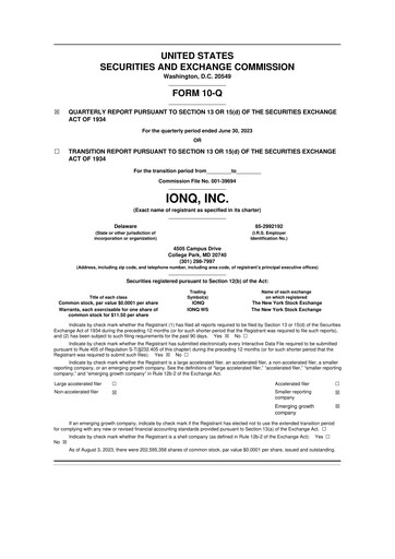 Vorschaubild IonQ 10-Q Quartalsbericht 2023 