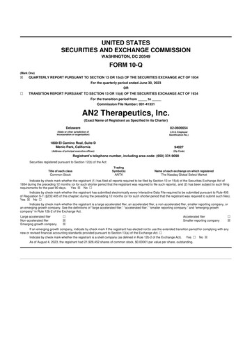 Vorschaubild AN2 Therapeutics 10-Q Quartalsbericht 2023 
