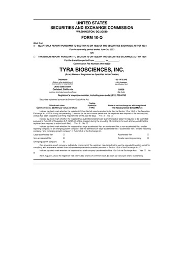 Thumbnail Tyra Biosciences 10-Q Quarterly Report FY 