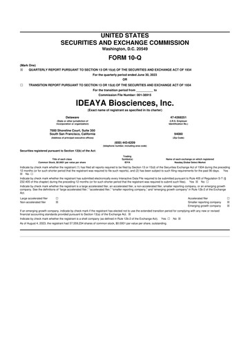 Thumbnail IDEAYA Biosciences 10-Q Quarterly Report FY 