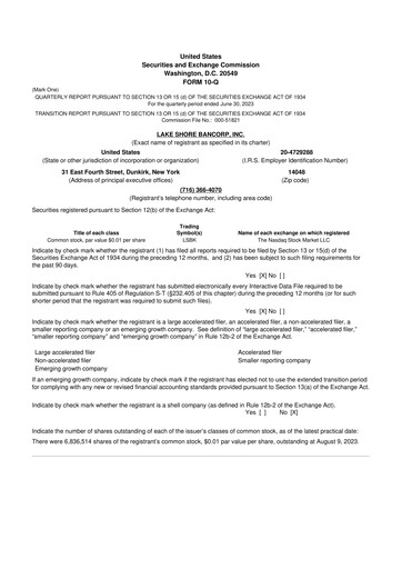 Thumbnail Lake Shore Bancorp 10-Q Quarterly Report FY2023 