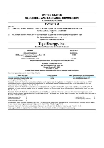 Vorschaubild Tigo Energy 10-Q Quartalsbericht 2023 