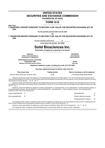 Thumbnail Solid Biosciences
 10-Q Quarterly Report FY 