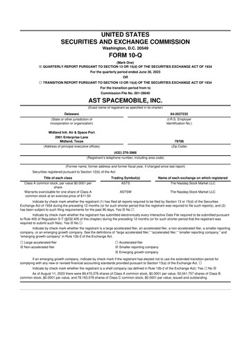 Thumbnail AST SpaceMobile 10-Q Quarterly Report FY2023 