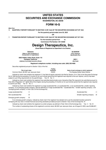 Thumbnail Design Therapeutics 10-Q Quarterly Report FY 