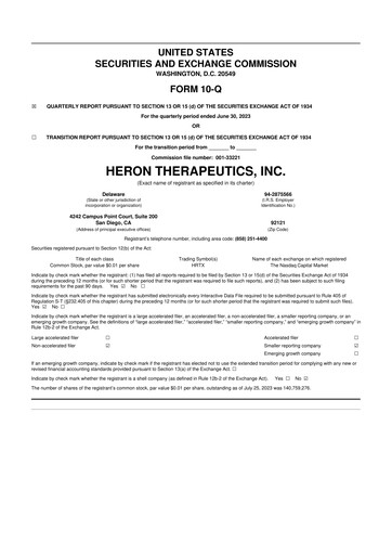 Miniature Heron Therapeutics 10-Q Rapport trimestriel 2023 