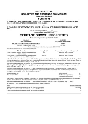 Thumbnail Seritage Growth Properties
 10-Q Quarterly Report FY2023 