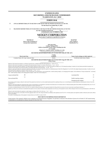 Thumbnail Neogen 10-K Annual Report 2023