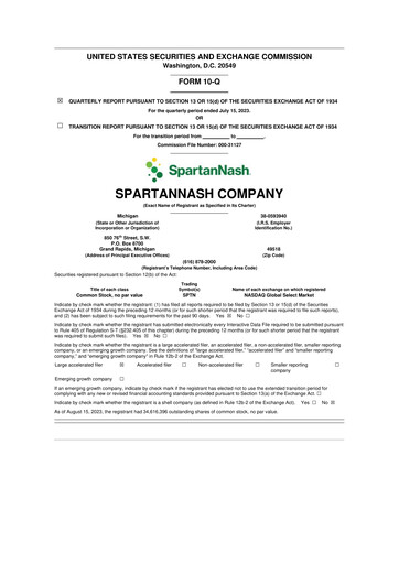 Miniature SpartanNash
 10-Q Rapport trimestriel 2023 