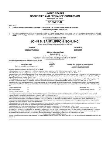 Thumbnail John B. Sanfilippo & Son 10-K Annual Report 2023